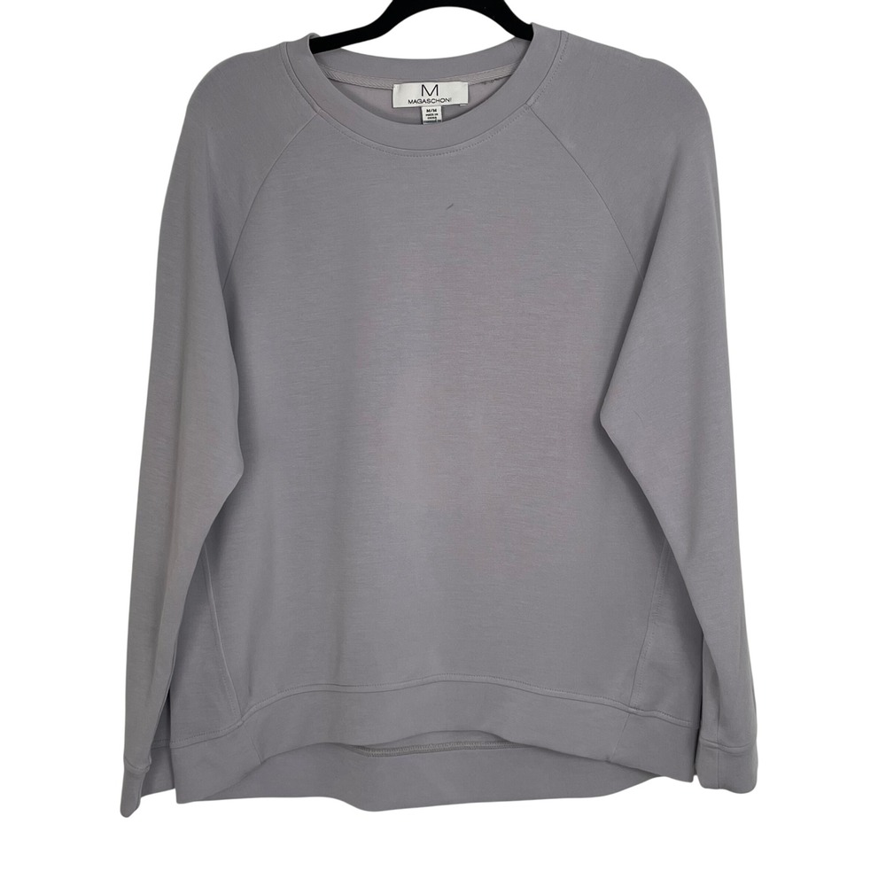 Magaschoni Women's Gray Crew Neck Long Sleeve Pullover Sweatshirt Size Medium